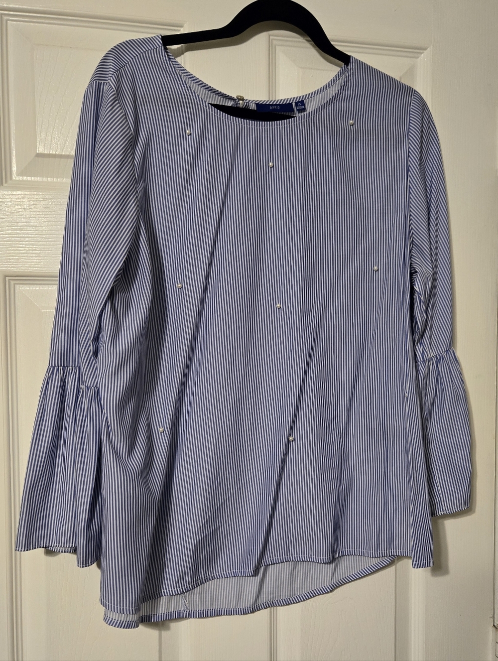 Apt. 9 Blue & White Striped Bell-Sleeve Blouse